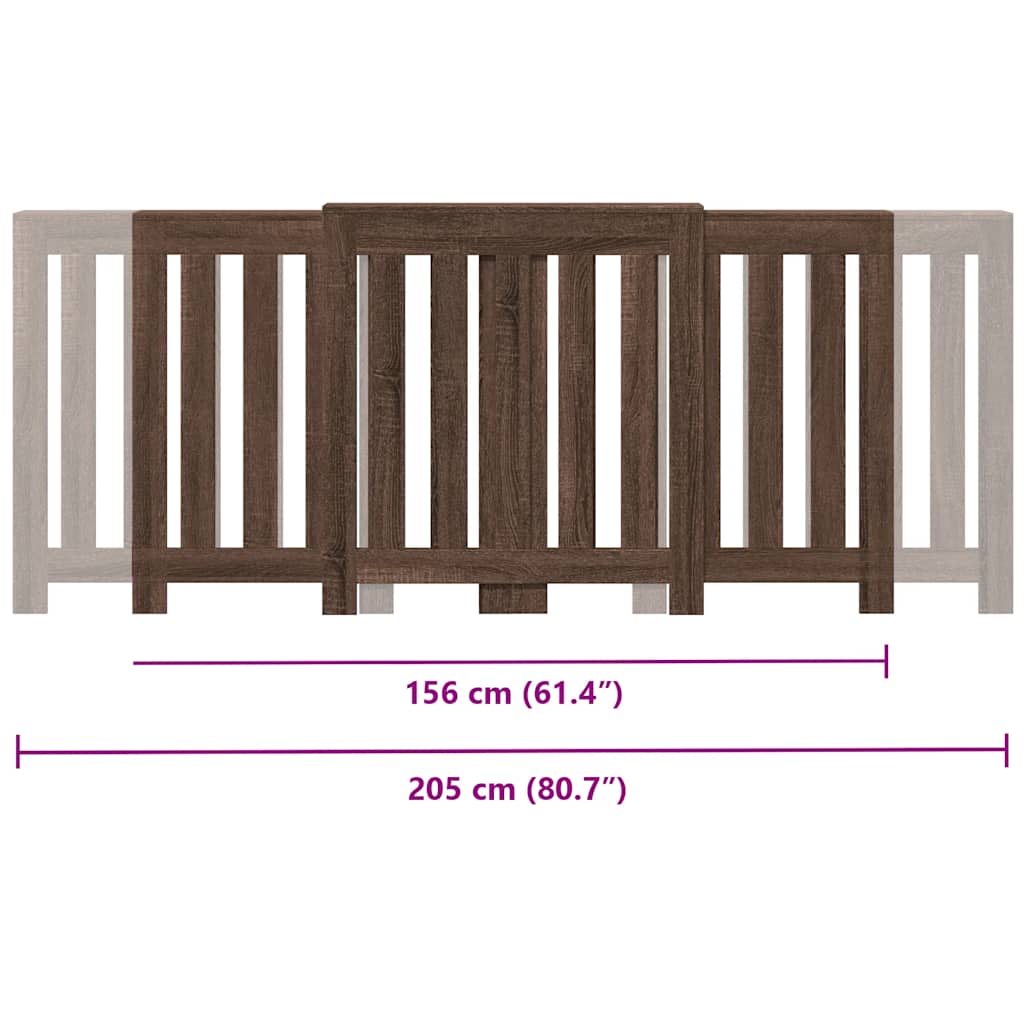 Radiator Cover Brown Oak 205 x 21.5 x 83.5 cm Engineered Wood