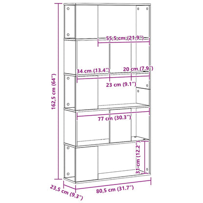 Bookcase 5-Tier Artisian Oak 80.5x23.5x162.5 cm Engineered Wood