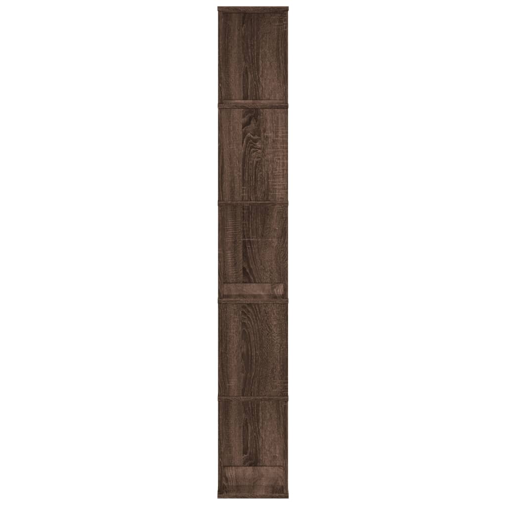 Bookcase 5-Tier Brown Oak 45x23.5x162.5 cm Engineered Wood