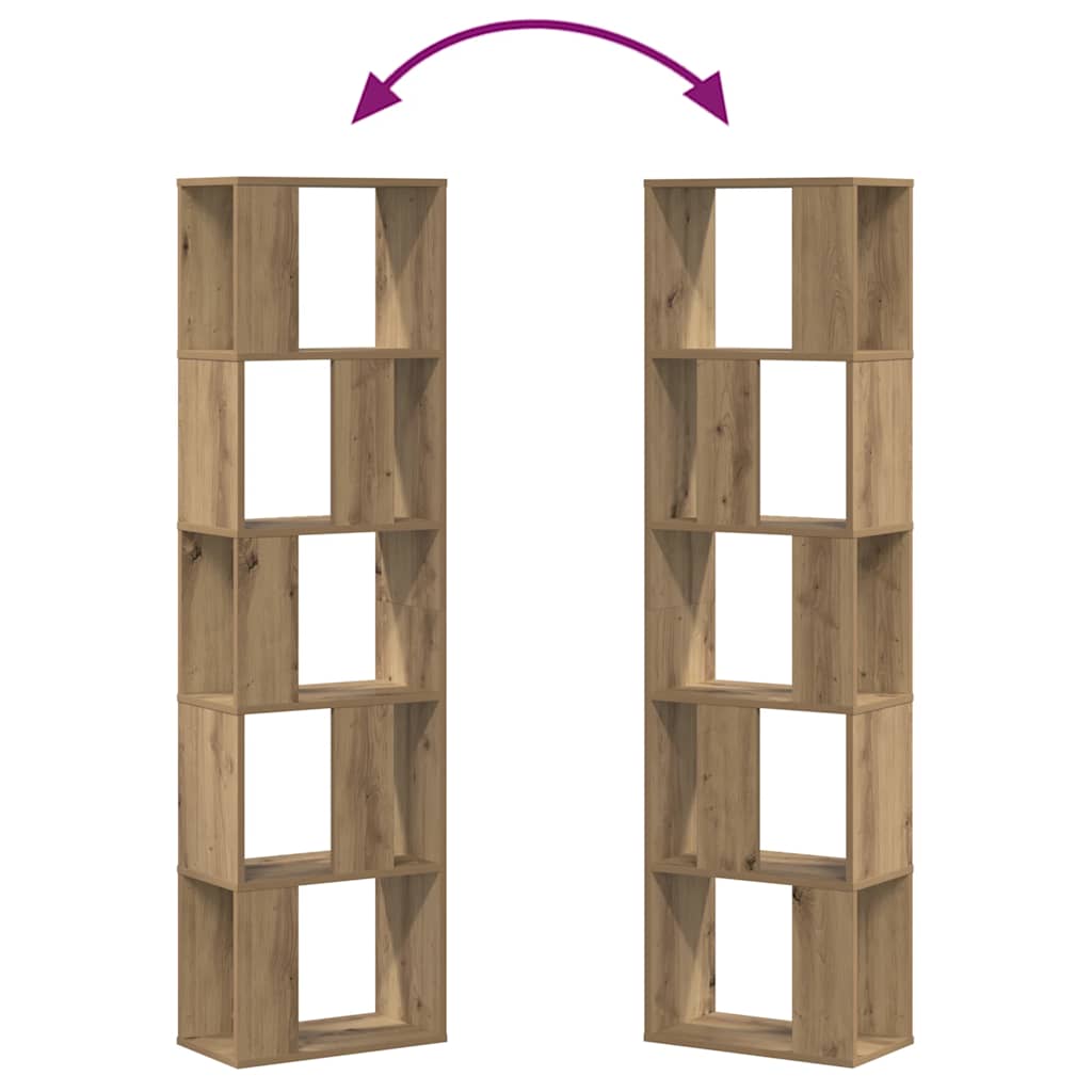 Bookcase 5-Tier Artisian Oak 45x23.5x162.5 cm Engineered Wood
