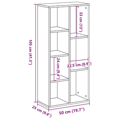 Bookcase Concrete Grey 50x25x105 cm Engineered Wood
