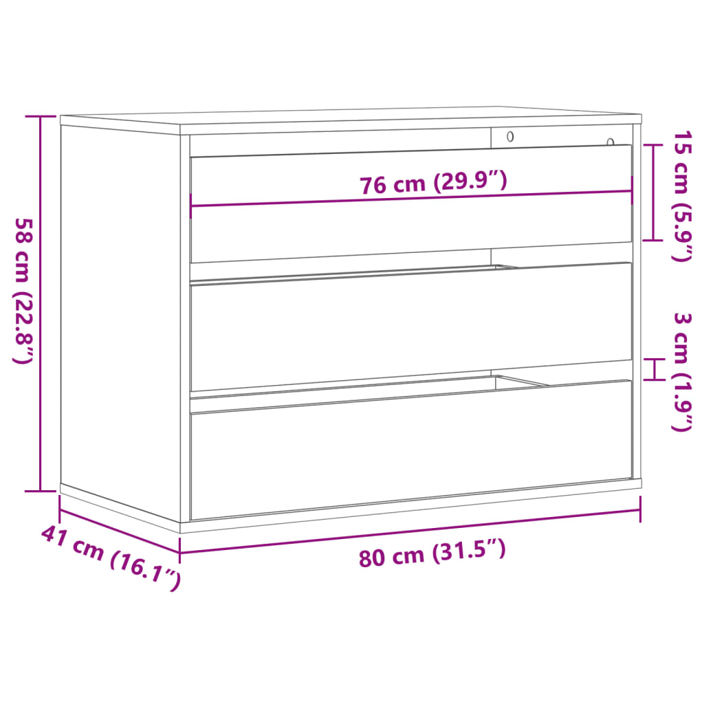 Corner Chest of Drawers Concrete Grey 80x41x58 cm Engineered Wood