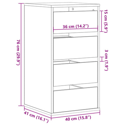 Corner Chest of Drawers Black 40x41x76 cm Engineered Wood
