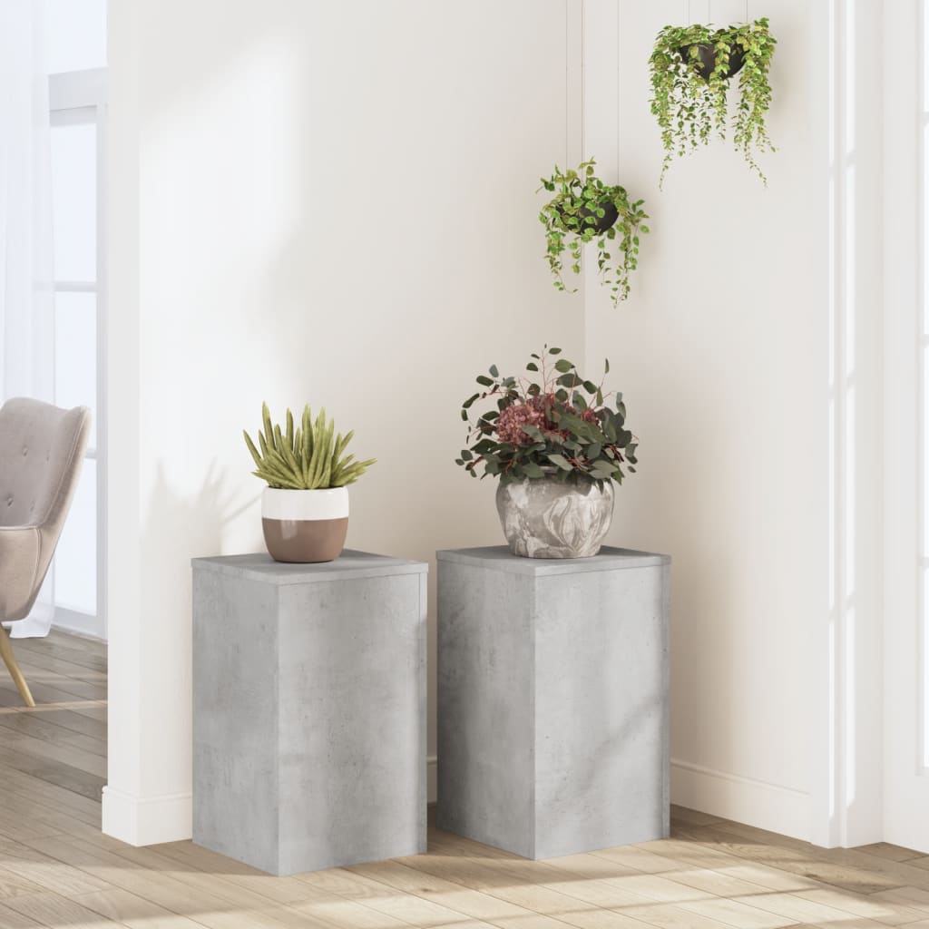 Plant Stand 2 pcs Concrete Grey 30 x 30 x 50 cm Engineered Wood
