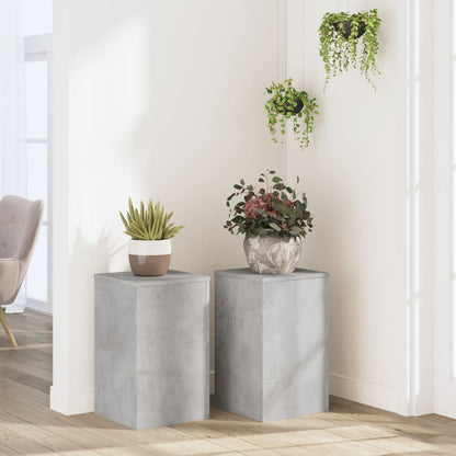 Plant Stand 2 pcs Concrete Grey 30 x 30 x 50 cm Engineered Wood