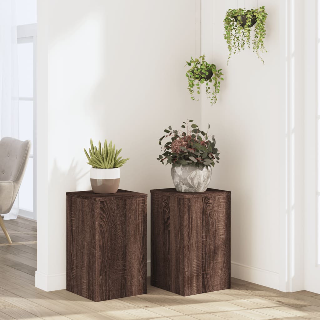 Plant Stand 2 pcs Brown Oak 30 x 30 x 50 cm Engineered Wood