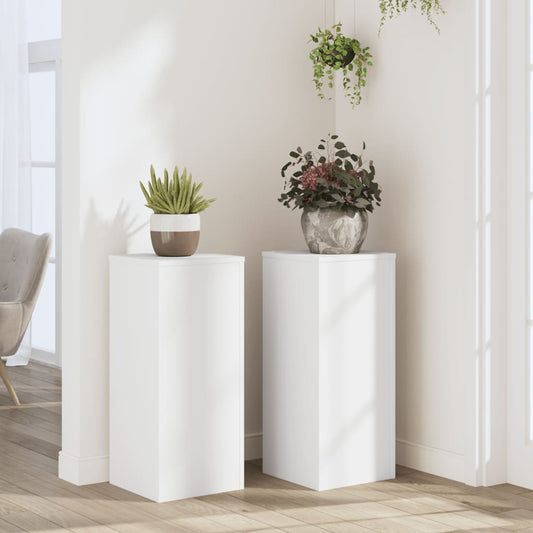 Plant Stands 2 pcs White 30x30x70 cm Engineered wood