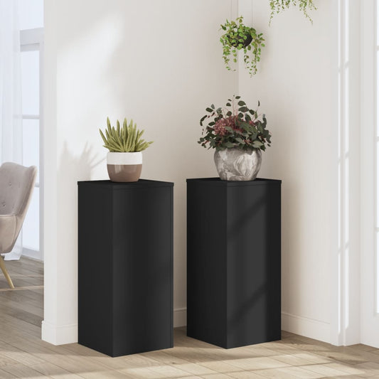Plant Stands 2 pcs Black 30x30x70 cm Engineered wood