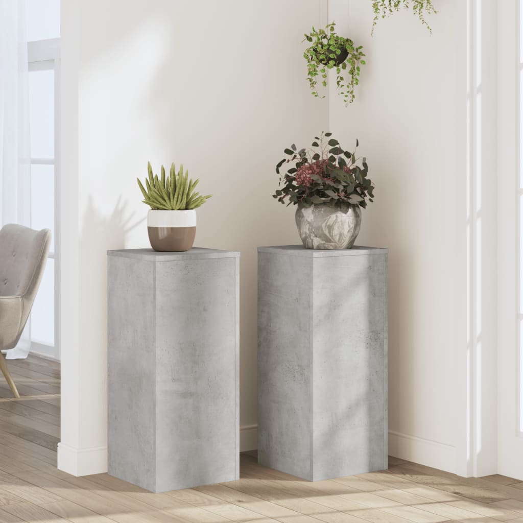 Plant Stand 2 pcs Concrete Grey 30 x 30 x 70 cm Engineered Wood