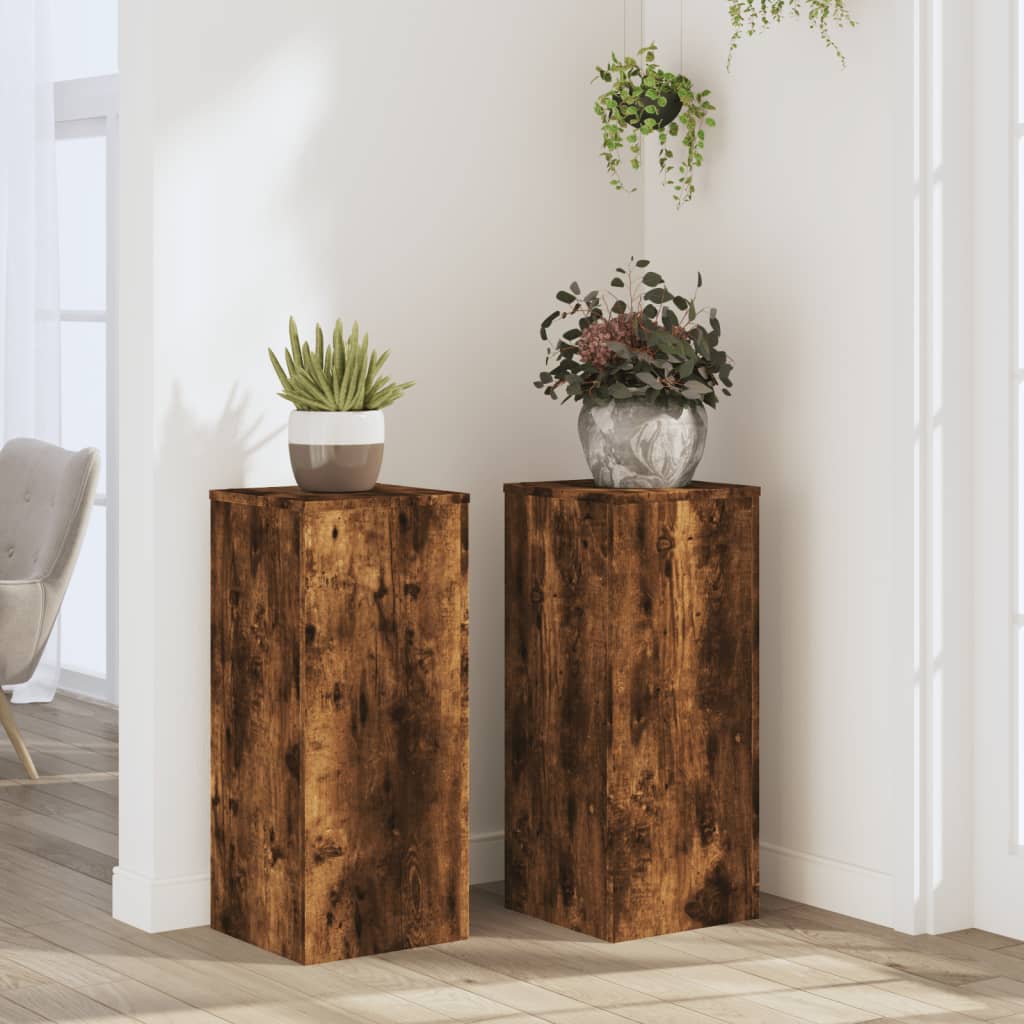 Plant Stand 2 pcs Smoked Oak 30 x 30 x 70 cm Engineered Wood