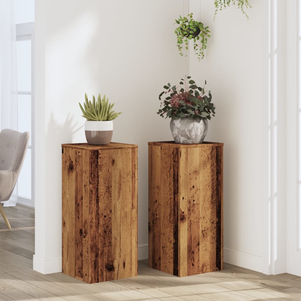 Plant Stands 2 pcs Old Wood 30x30x70 cm Engineered wood