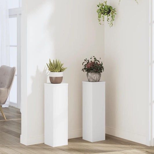 Plant Stand 2 pcs White 17 x 17 x 60 cm Engineered Wood