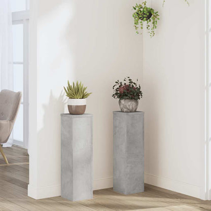 Plant Stand 2 pcs Concrete Grey 17 x 17 x 60 cm Engineered Wood