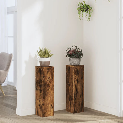 Plant Stand 2pcs Smoked Oak 17x17x60 cm Engineered Wood