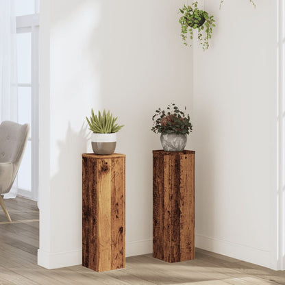 Plant Stand 2pcs Old Wood 17x17x60 cm Engineered Wood
