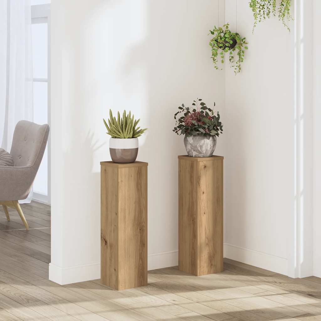Plant Stand 2pcs Artisan Oak 17x17x60 cm Engineered Wood
