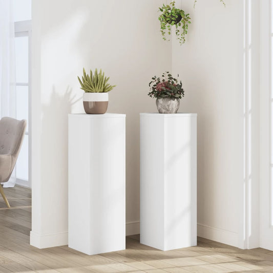 Plant Stand 2pcs White 25x25x80 cm Engineered Wood