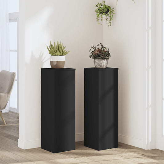 Plant Stand 2pcs Black 25x25x80 cm Engineered Wood