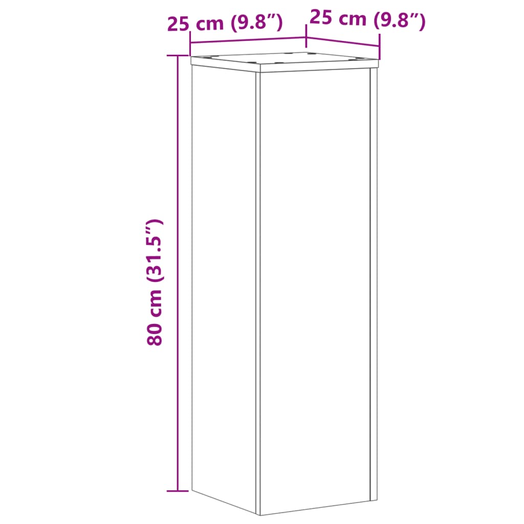 Plant Stand 2 pcs Sonoma Oak 25 x 25 x 80 cm Engineered Wood