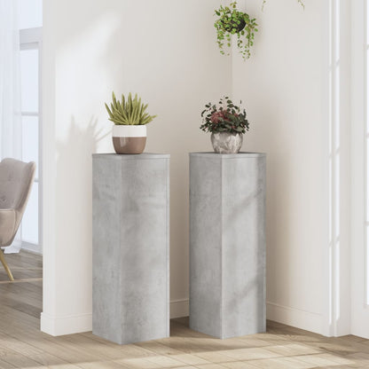 Plant Stand 2 pcs Concrete Grey 25 x 25 x 80 cm Engineered Wood