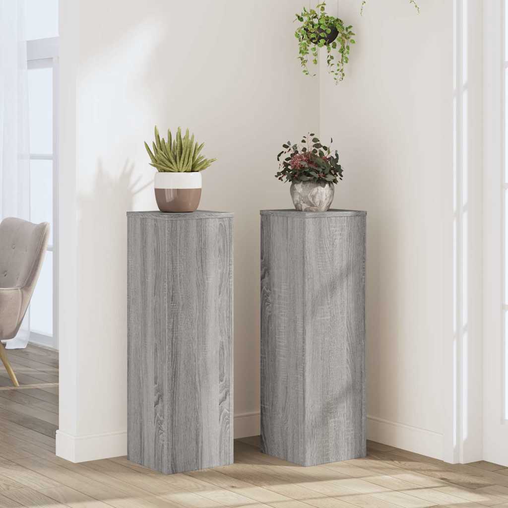 Plant Stand 2 pcs Grey Sonoma 25 x 25 x 80 cm Engineered Wood