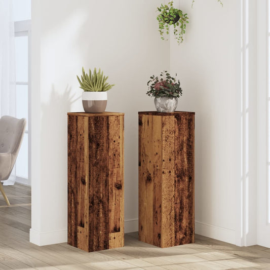 Plant Stand 2pcs Old Wood 25x25x80 cm Engineered Wood