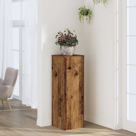Plant Stand Old Wood 33x33x100 cm Engineered Wood