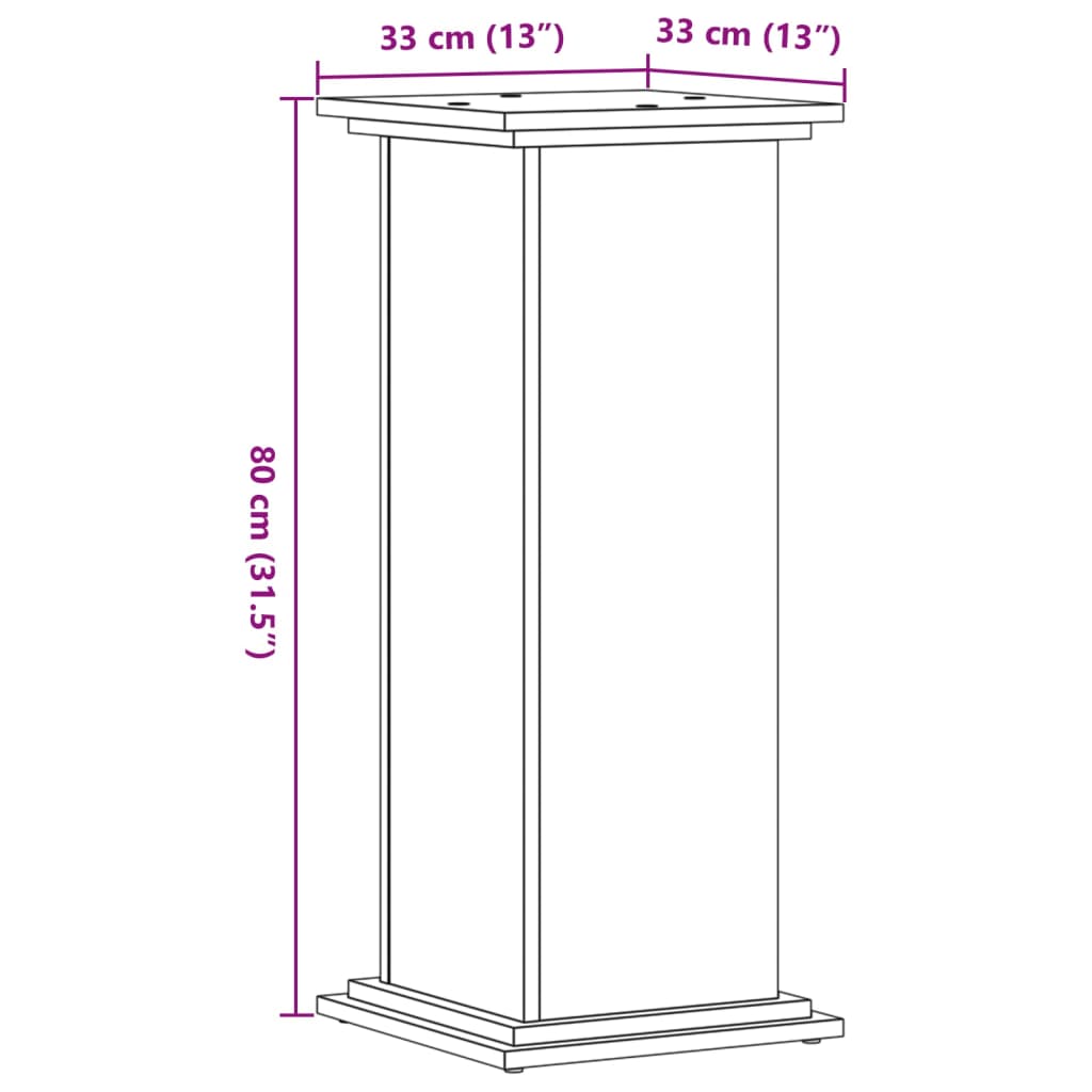 Plant Stand Brown Oak 33 x 33 x 80 cm Engineered wood
