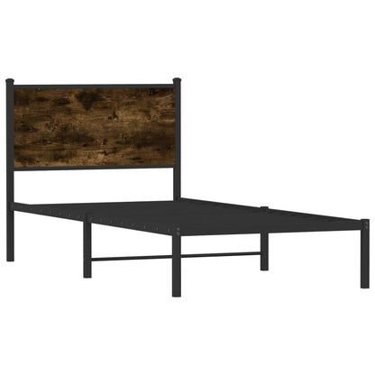 Metal Bed Frame without Mattress Smoked Oak 90x190 cm Single