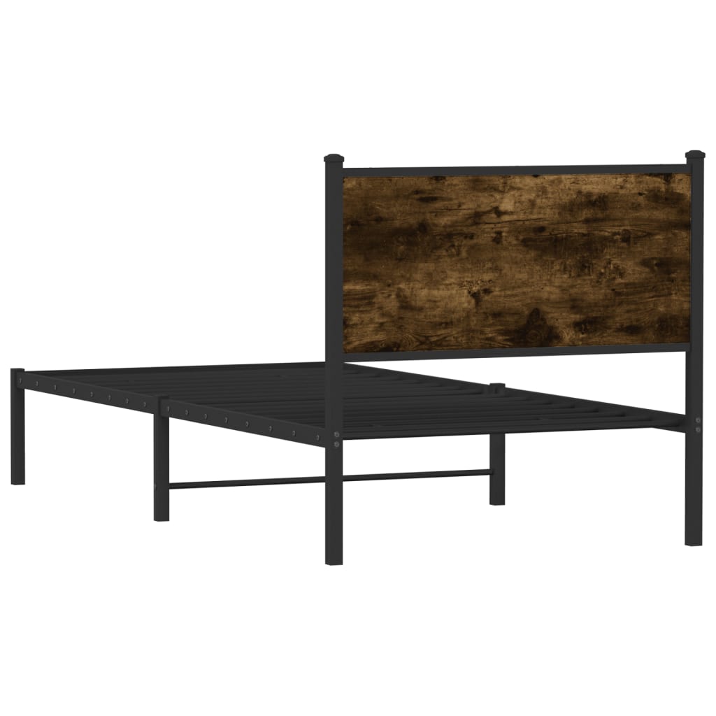 Metal Bed Frame without Mattress Smoked Oak 90x190 cm Single