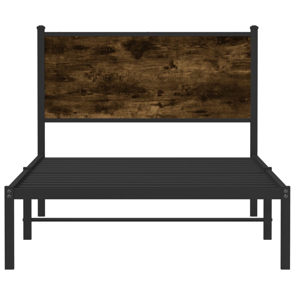 Metal Bed Frame without Mattress Smoked Oak 100x190 cm