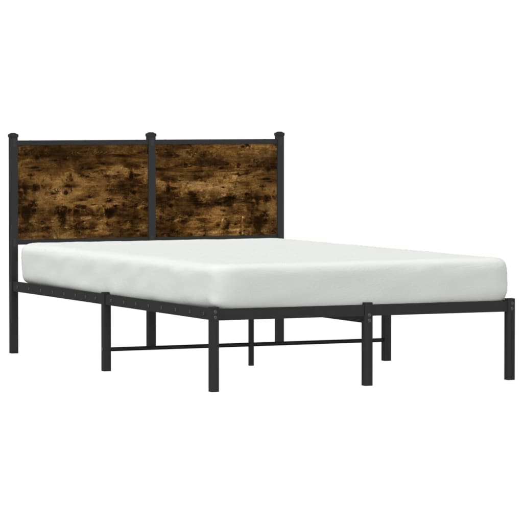 Metal Bed Frame without Mattress Smoked Oak 120x190 cm Small Double