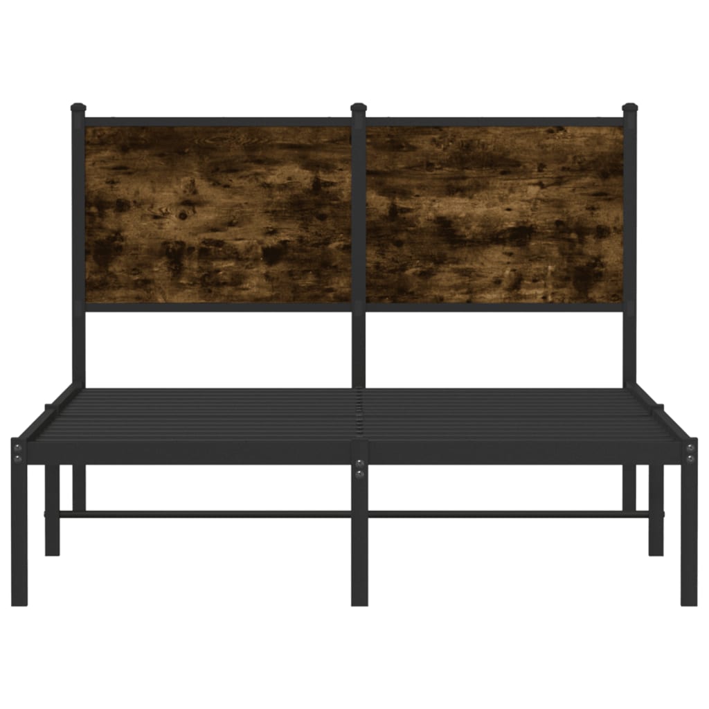 Metal Bed Frame without Mattress Smoked Oak 120x190 cm Small Double