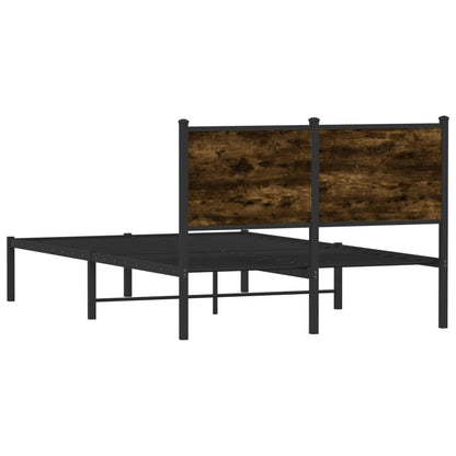Metal Bed Frame without Mattress Smoked Oak 120x190 cm Small Double