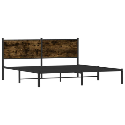Metal Bed Frame without Mattress Smoked Oak 160x200 cm