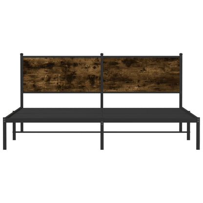 Metal Bed Frame without Mattress Smoked Oak 160x200 cm