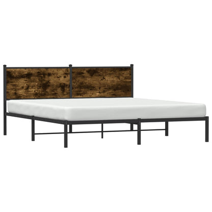 Metal Bed Frame without Mattress Smoked Oak 183x213 cm