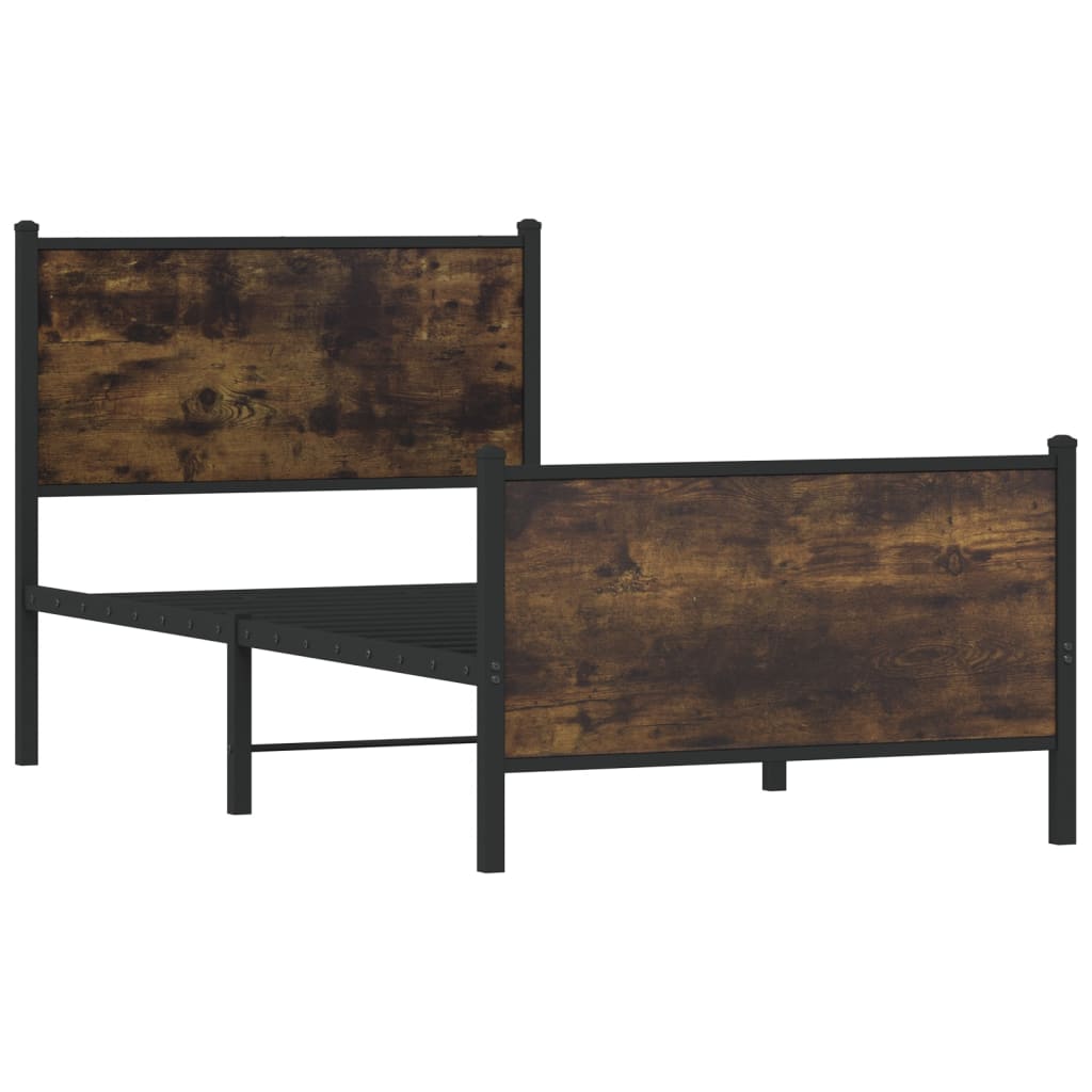 Metal Bed Frame without Mattress Smoked Oak 90x200 cm