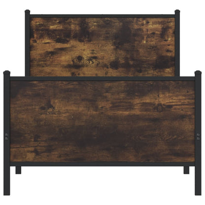 Metal Bed Frame without Mattress Smoked Oak 90x200 cm
