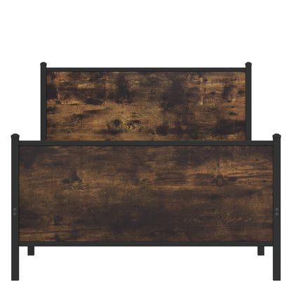 Metal Bed Frame without Mattress Smoked Oak 100x200 cm