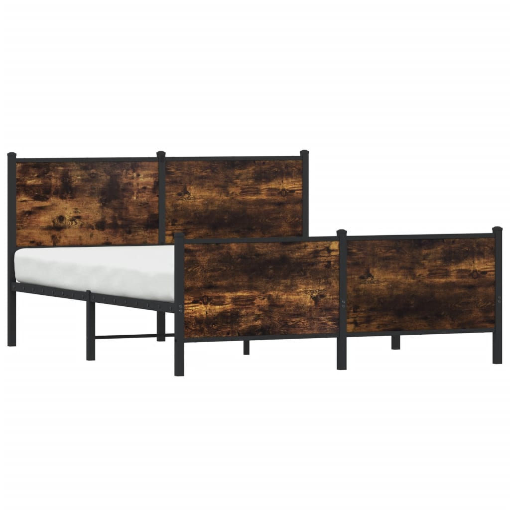 Metal Bed Frame without Mattress Smoked Oak 137x190 cm