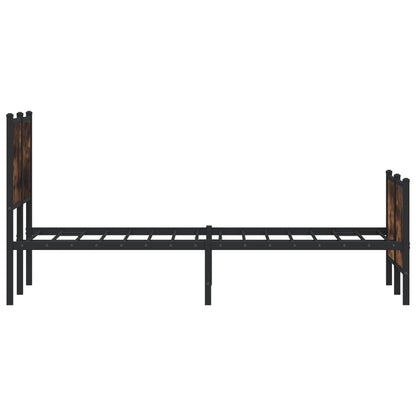 Metal Bed Frame without Mattress Smoked Oak 137x190 cm
