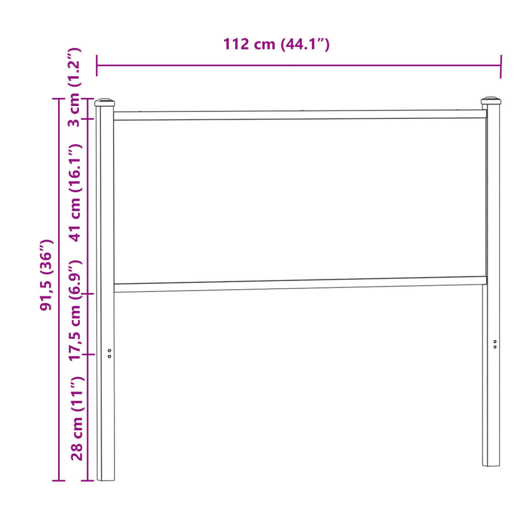 Replace Headboard Smoked Oak 107 cm Engineered Wood and Steel