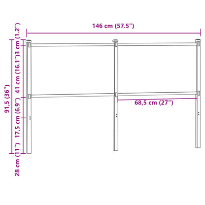 Replace Headboard Smoked Oak 140 cm Engineered Wood and Steel
