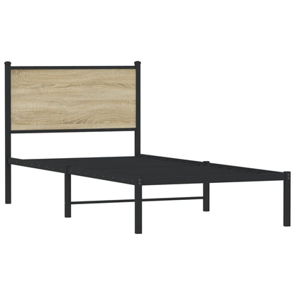 Metal Bed Frame without Mattress Sonoma Oak 75x190 cm Small Single