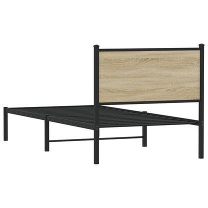 Metal Bed Frame without Mattress Sonoma Oak 75x190 cm Small Single