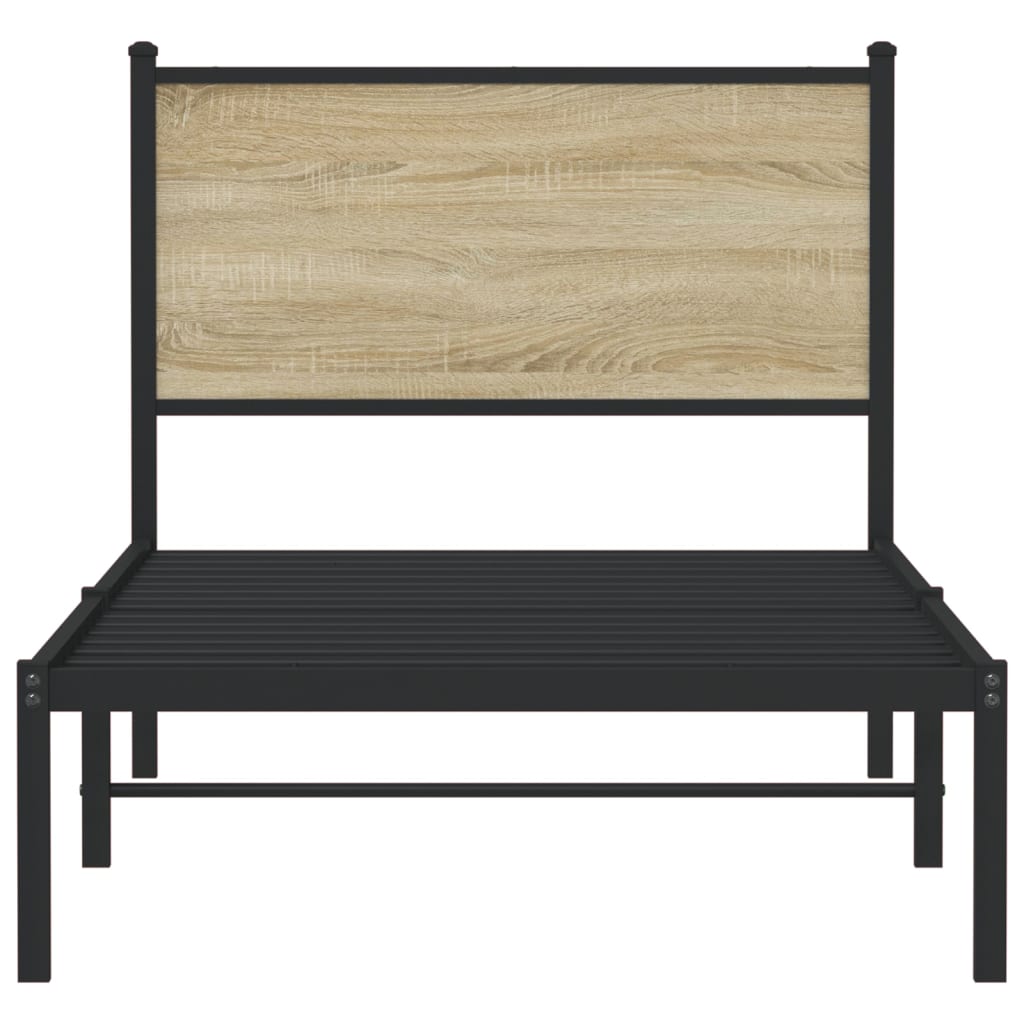 Metal Bed Frame without Mattress Sonoma Oak 80x200 cm
