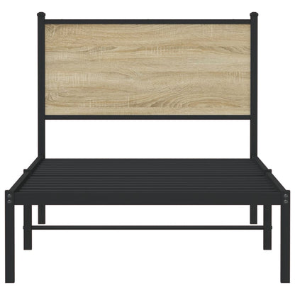 Metal Bed Frame without Mattress Sonoma Oak 80x200 cm