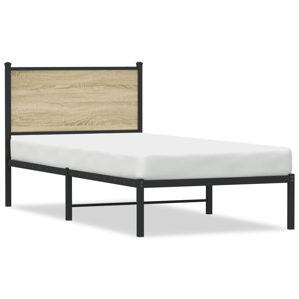 Metal Bed Frame without Mattress Sonoma Oak 90x190 cm Single