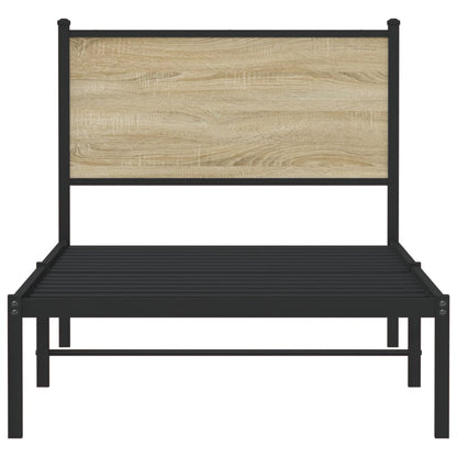 Metal Bed Frame without Mattress Sonoma Oak 90x190 cm Single